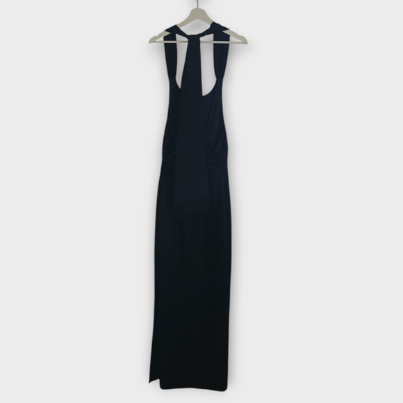 Anthropologie BHLDN Gown Women 8 Blue London Crepe Tie Back Slit Glam Maxi Dress - Picture 2 of 15
